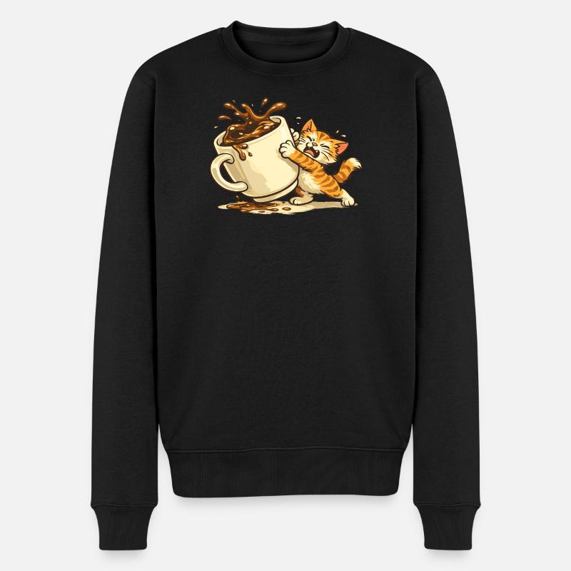 Katzenkaffee Chaos - Männer Premium Bio Pullover - Schwarz