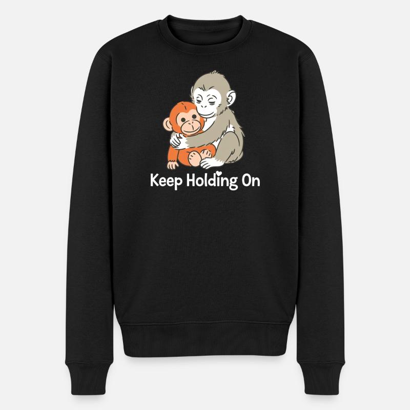 Keep Holding On Monkey Hug - Men's Premium Organic Jumper - black