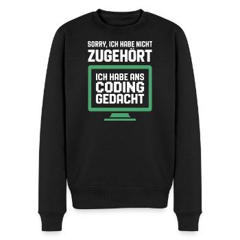 Coding thought on the screen - Men's Premium Organic Jumper - black - Front - Nico (187cm)