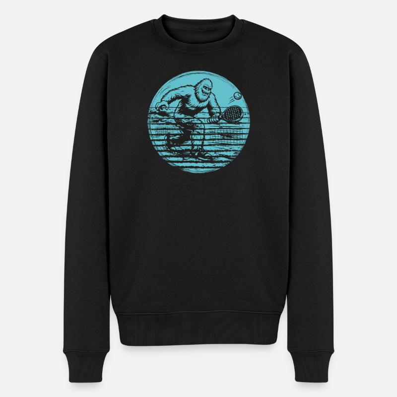 Bigfoot Sasquatch Tennis rétro de padel - Pull Premium bio Homme - noir