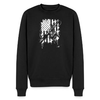 Canne à pêche grunge et graphique de drapeau - Pull Premium bio Homme - noir - Devant - Nico (187cm)