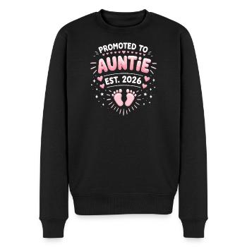 Tante 2026 Tante 2026 Befördert zu Tante 2026 - Männer Premium Bio Pullover - Schwarz - Vorne - Nico (187cm)
