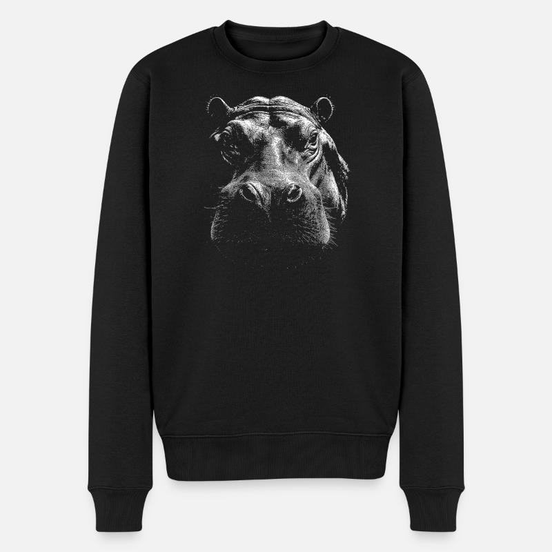 Flusspferd - Männer Premium Bio Pullover - Schwarz