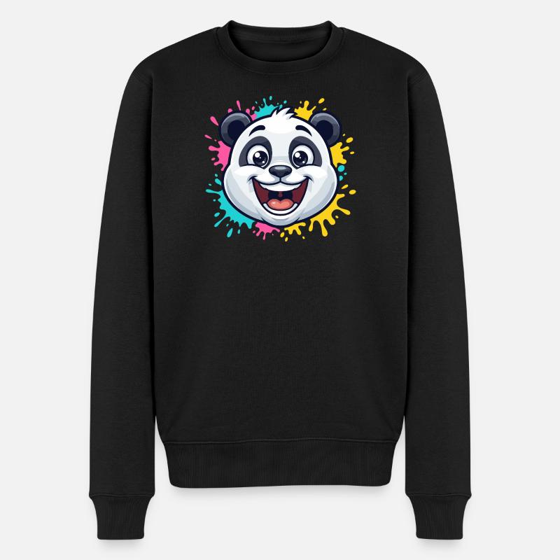Panda Splash Farbwelt - Männer Premium Bio Pullover - Schwarz