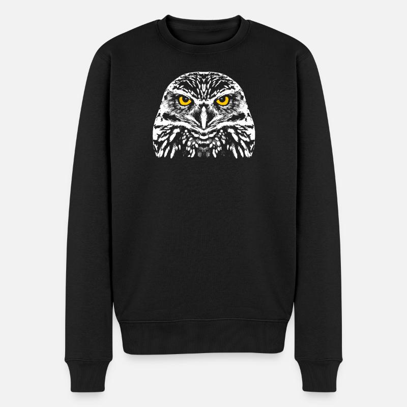 Hibou aux yeux brillants - Pull Premium bio Homme - noir