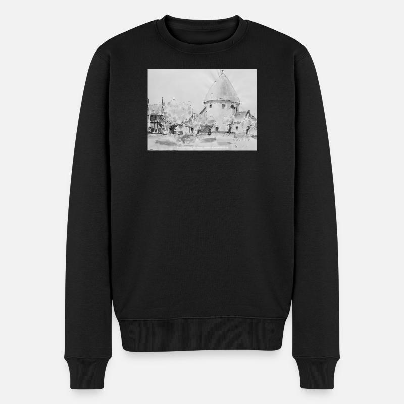 Ols Kirke, Bornholm - Männer Premium Bio Pullover - Schwarz