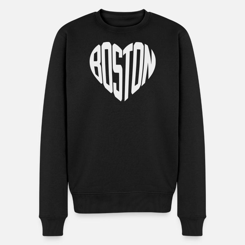 Boston Herz Typo Print - Männer Premium Bio Pullover - Schwarz