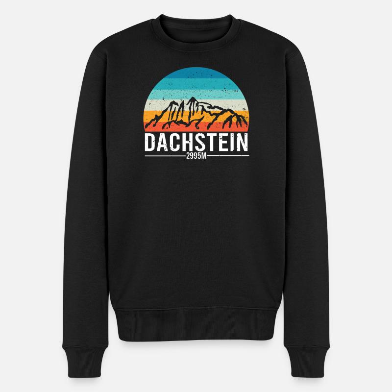 Dachstein Ramsau Österreich Retro Sunset - Männer Premium Bio Pullover - Schwarz