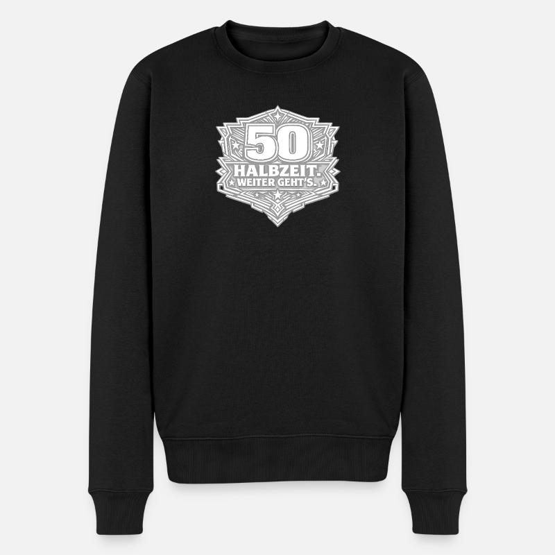 50 Halbezeit Weiter Gehts - Männer Premium Bio Pullover - Schwarz