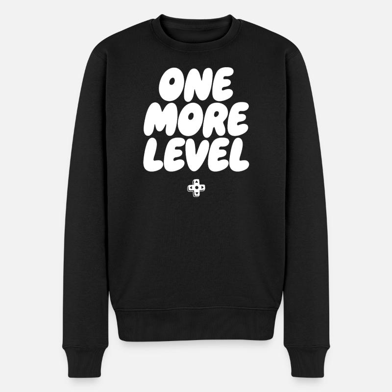 One More Level Pixel Logo - Männer Premium Bio Pullover - Schwarz