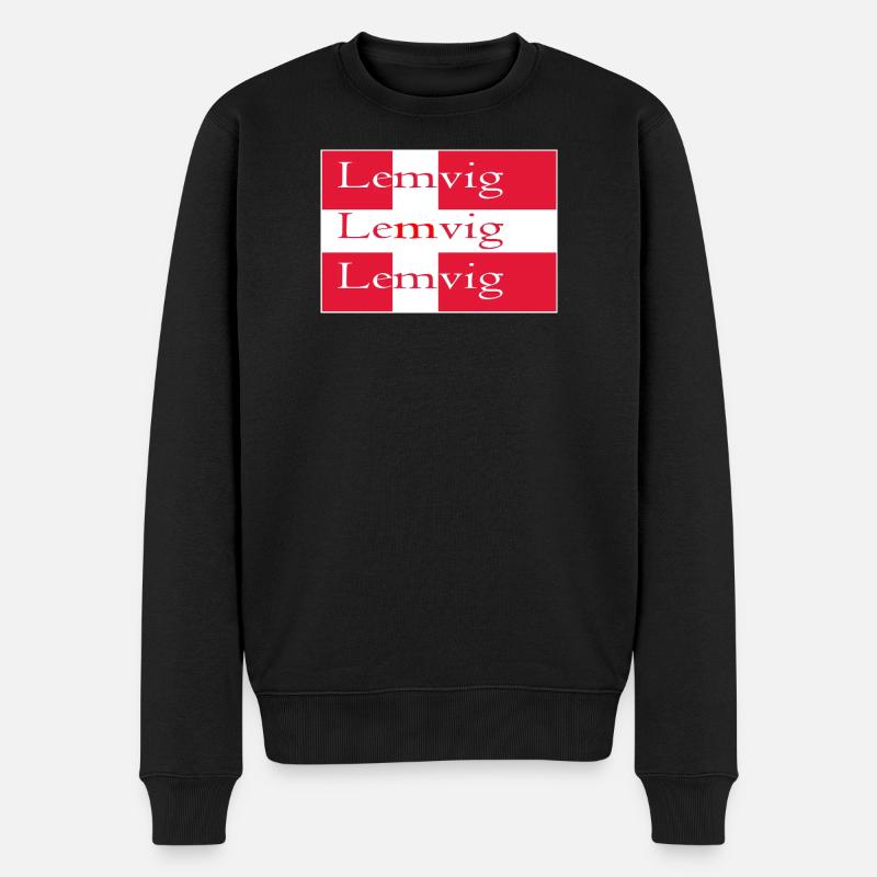Lemvig Flagge - Männer Premium Bio Pullover - Schwarz