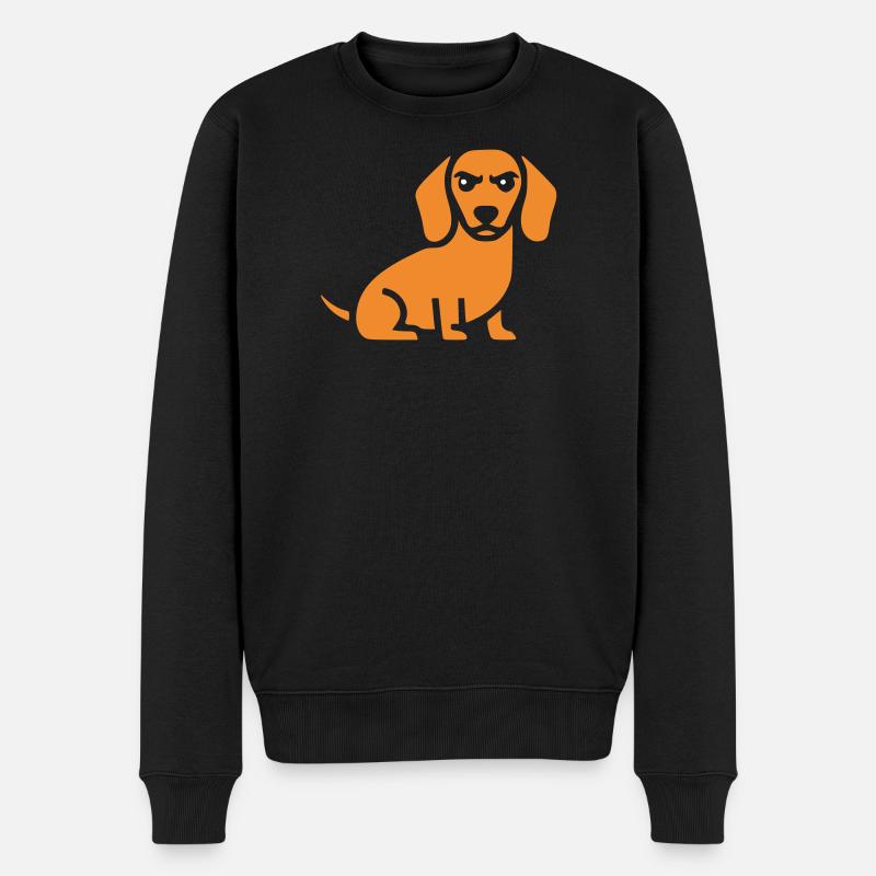 Dackel Hund Flat Design - Männer Premium Bio Pullover - Schwarz