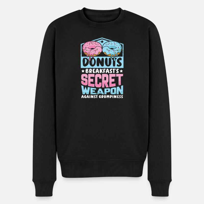 Donut Fastfood - Männer Premium Bio Pullover - Schwarz