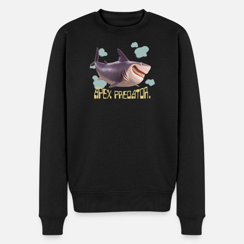 Hoppers Apex Predator Design Hai Mit Schriftzug - Männer Premium Bio Pullover - Schwarz
