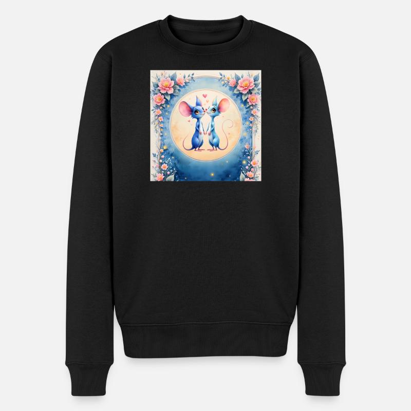 Souris bleues amoureuses - Pull Premium bio Homme - noir