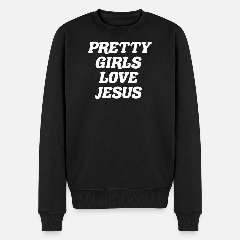 Les jolies filles aiment Jésus - Pull Premium bio Homme - noir