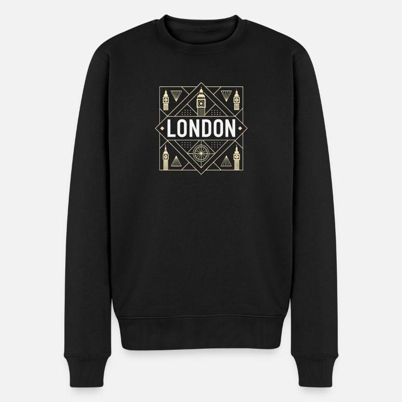 Londres Géométrie Deco - Pull Premium bio Homme - noir
