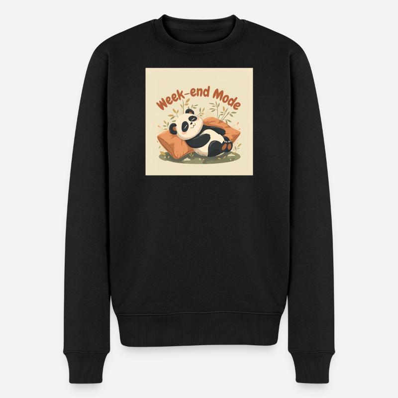 Panda Weekend Entspannter Modus - Männer Premium Bio Pullover - Schwarz