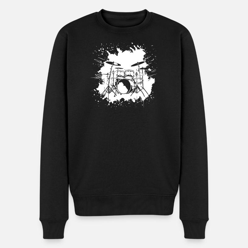Schlagzeug - Männer Premium Bio Pullover - Schwarz