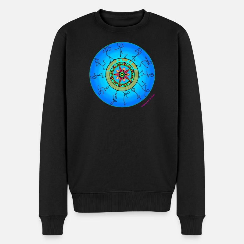 Release the Vibe - Handgezeichnetes Mandala Art - Männer Premium Bio Pullover - Schwarz