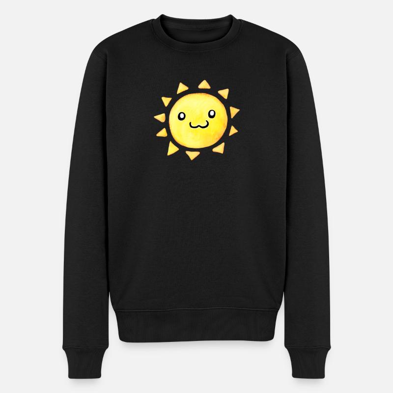 Kleine Kawaii Sonne - Männer Premium Bio Pullover - Schwarz