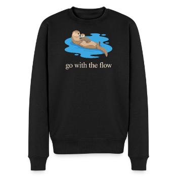 Otter Duo: Geh mit dem Strom - Männer Premium Bio Pullover - Schwarz - Vorne - Nico (187cm)