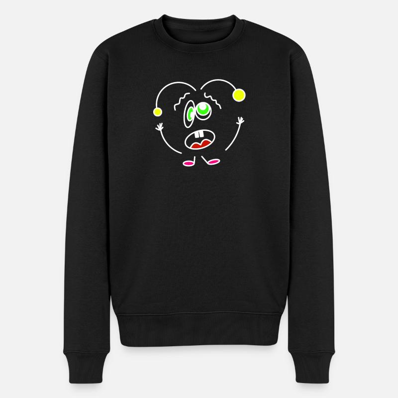 Crazy-Heartbeat - Männer Premium Bio Pullover - Schwarz