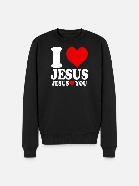Ik hou van Jezus en Jezus houdt van U - Mannen Premium Bio sweater - zwart