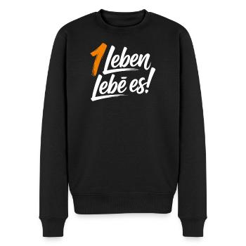 Ein Leben lebe es! - Männer Premium Bio Pullover - Schwarz - Vorne - Nico (187cm)