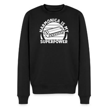 Harmonica Musican Is My Superpower Harmonica - Männer Premium Bio Pullover - Schwarz - Vorne - Nico (187cm)