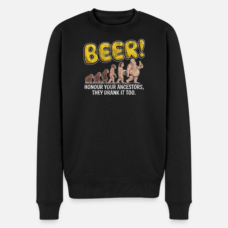 Evolution Beer Lustiges Witziges Bier - Männer Premium Bio Pullover - Schwarz