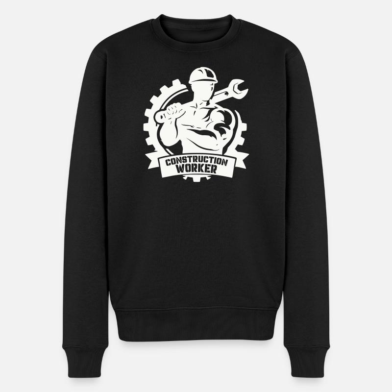 Ouvrier du bâtiment robuste avec engrenages - Pull Premium bio Homme - noir