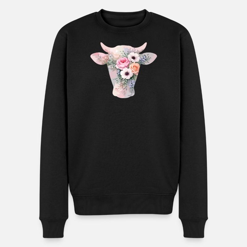 Fleurs en forme de vache - Pull Premium bio Homme - noir