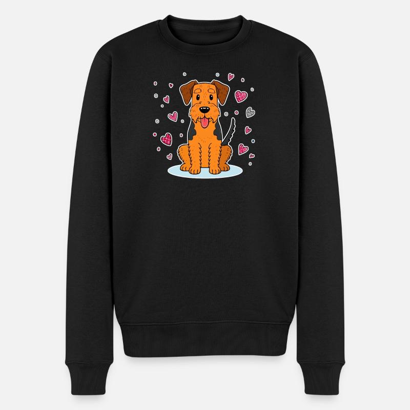 Airedale Terrier (Comic) - Männer Premium Bio Pullover - Schwarz