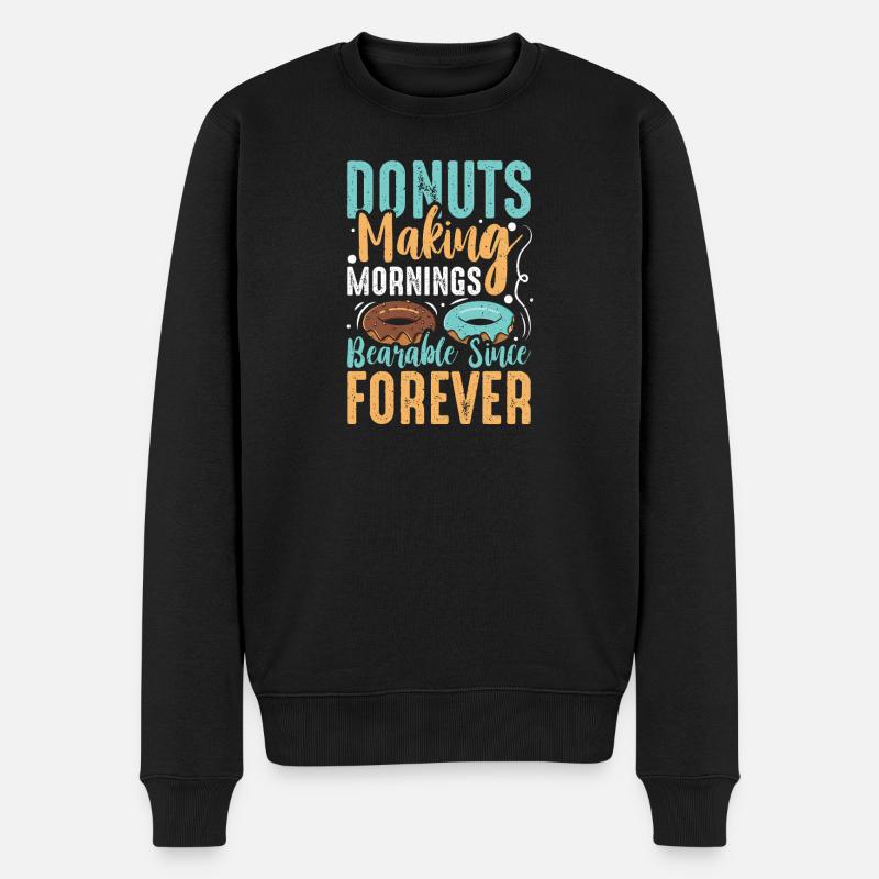 Donut Fastfood - Männer Premium Bio Pullover - Schwarz