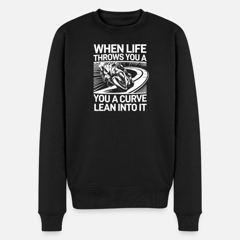  Wenn Das Leben Dir Eine Kurve Wirft, Lehn Dich - Männer Premium Bio Pullover - Schwarz
