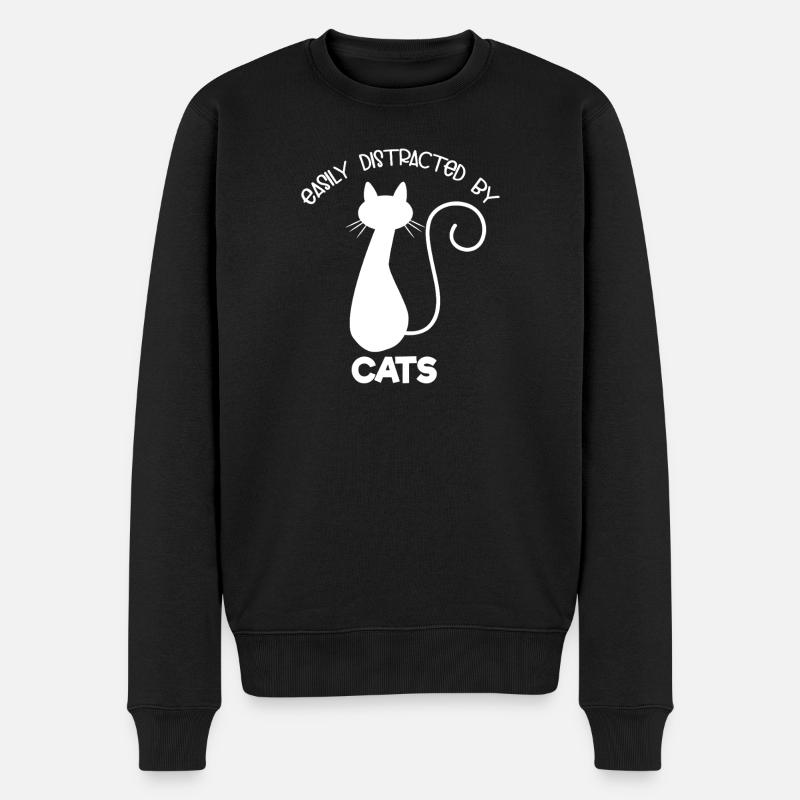 Facilement distrait par les chats - Pull Premium bio Homme - noir