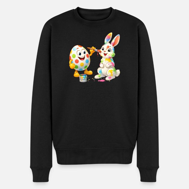 Œuf de Pâques drôle peint Joyeux lapin de Pâques - Pull Premium bio Homme - noir