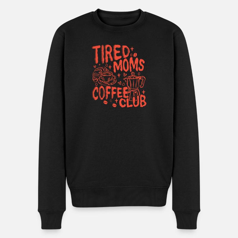 Tired_Moms_Coffee_Funny_Retro_Coffee_Lover_Grap - Männer Premium Bio Pullover - Schwarz