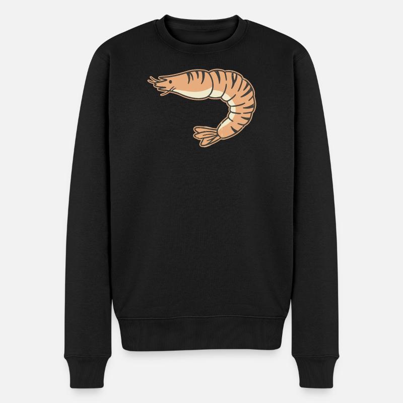 Pastellgarnelen-Cartoon-Streifentiger - Männer Premium Bio Pullover - Schwarz