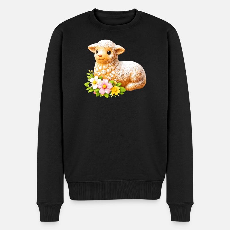 Traditionelles Osterlamm Motiv mit Puderzucker - Männer Premium Bio Pullover - Schwarz