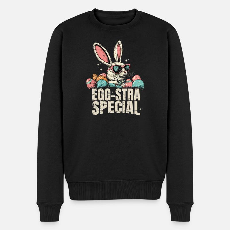 Eggsta Special Retro Hase Ostern  - Männer Premium Bio Pullover - Schwarz