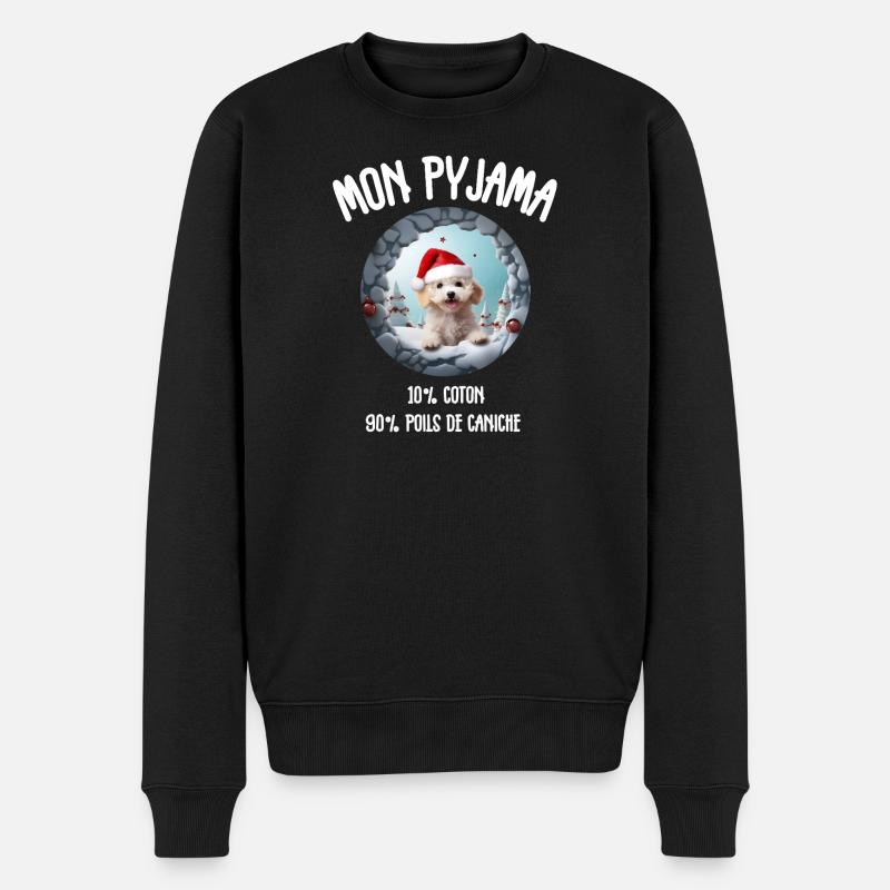 Pyjama Chien Caniche Humour Noel - Pull Premium bio Homme - noir