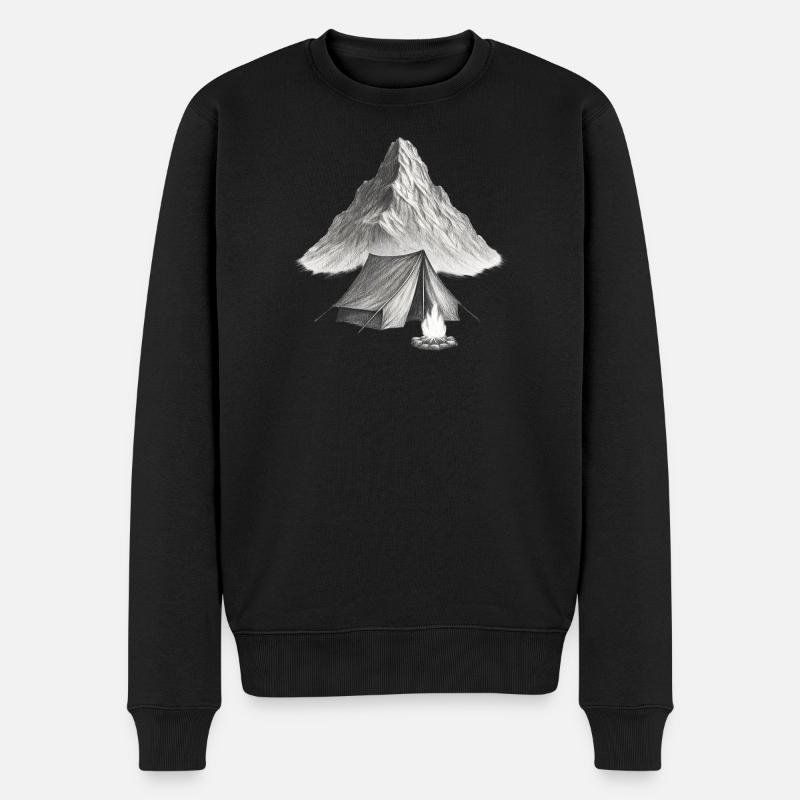 Bergzelt am Feuer - Männer Premium Bio Pullover - Schwarz