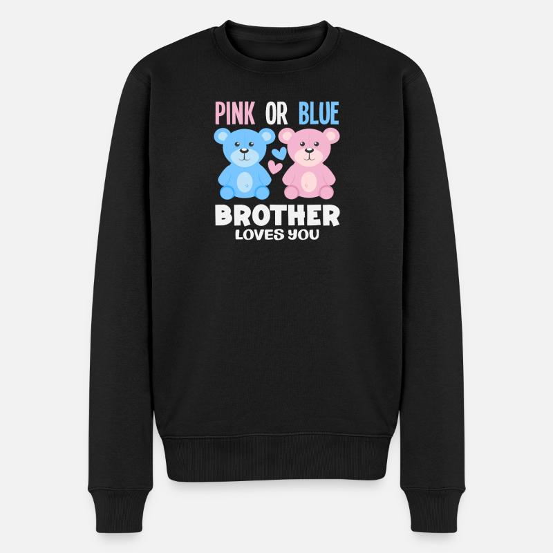 Pink Oder Blau Bruder Liebt Dich - Männer Premium Bio Pullover - Schwarz