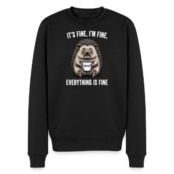Its Fine Im Fine Kaffee Igel Humor - Männer Premium Bio Pullover - Schwarz - Vorne - Nico (187cm)
