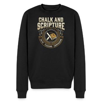Chalk and Scripture Christlicher Lehrer Jesus - Männer Premium Bio Pullover - Schwarz - Vorne - Nico (187cm)