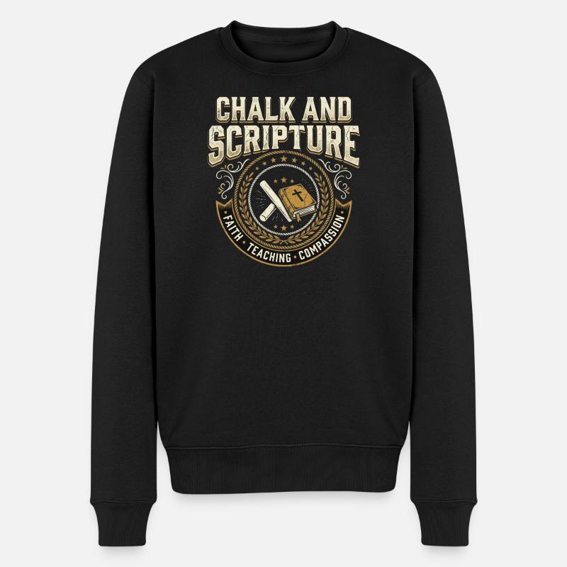 Chalk and Scripture Christlicher Lehrer Jesus - Männer Premium Bio Pullover - Schwarz