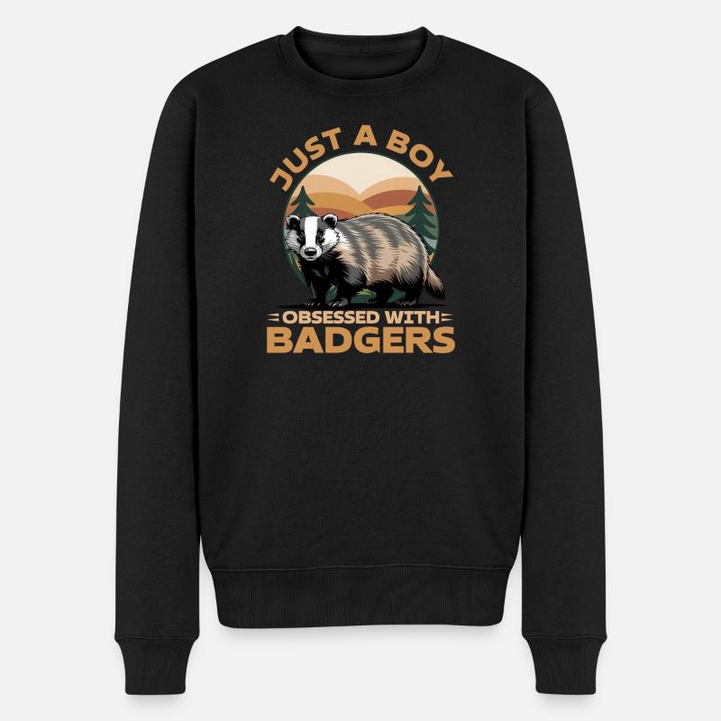 Funny Animal Badger - Männer Premium Bio Pullover - Schwarz