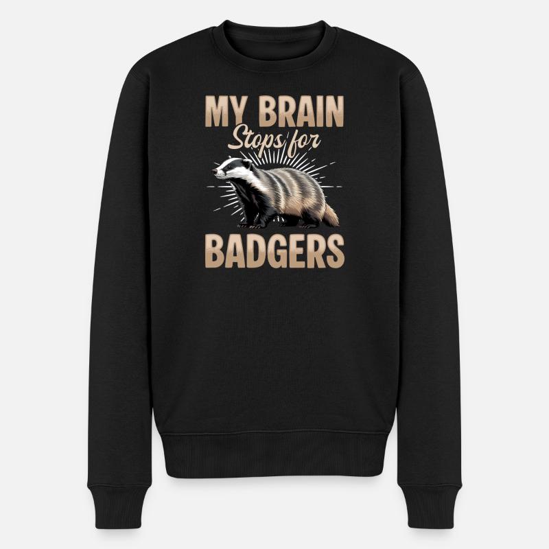 Funny Animal Badger - Männer Premium Bio Pullover - Schwarz